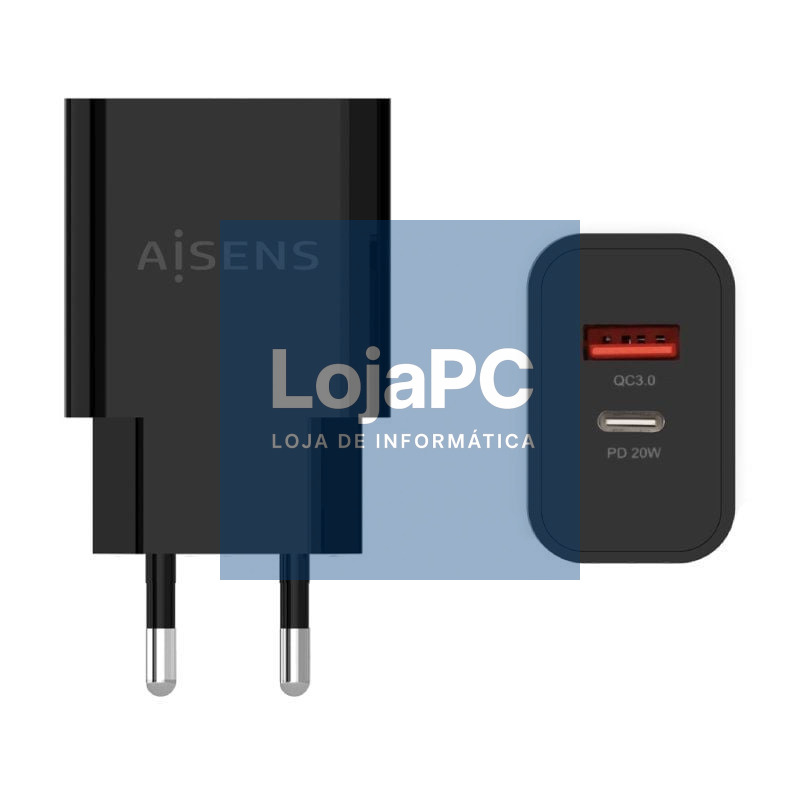 Carregador de parede Aisens A110-0682/ 1xUSB Tipo-C/ 1x USB/ 20W