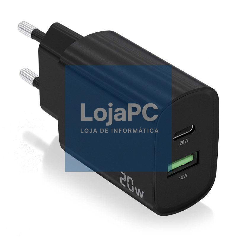 Carregador de parede Aisens A110-0755/ 1xUSB Tipo-C/ 1xUSB/ 20W