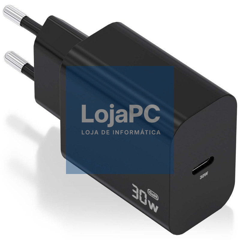Carregador de parede GaN Aisens A110-0941/ 1xUSB Tipo-C/ 30W/ Preto