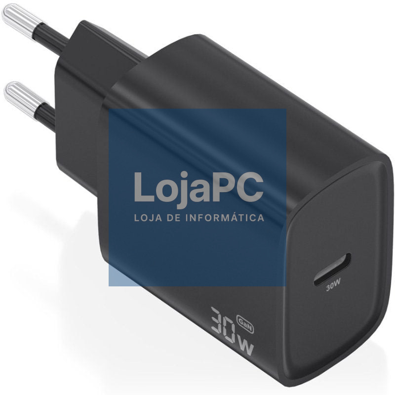 Carregador de parede GaN Aisens A110-0951/ 1xUSB Tipo-C/ 30W/ Preto