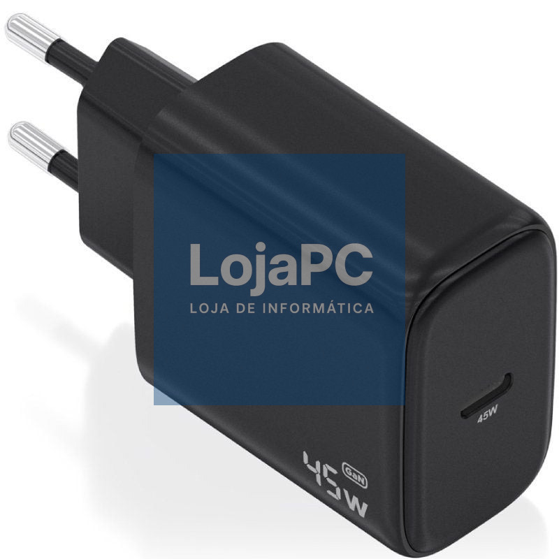 Carregador de parede GaN Aisens A110-0970/ 1xUSB Tipo-C/ 45W/ Preto