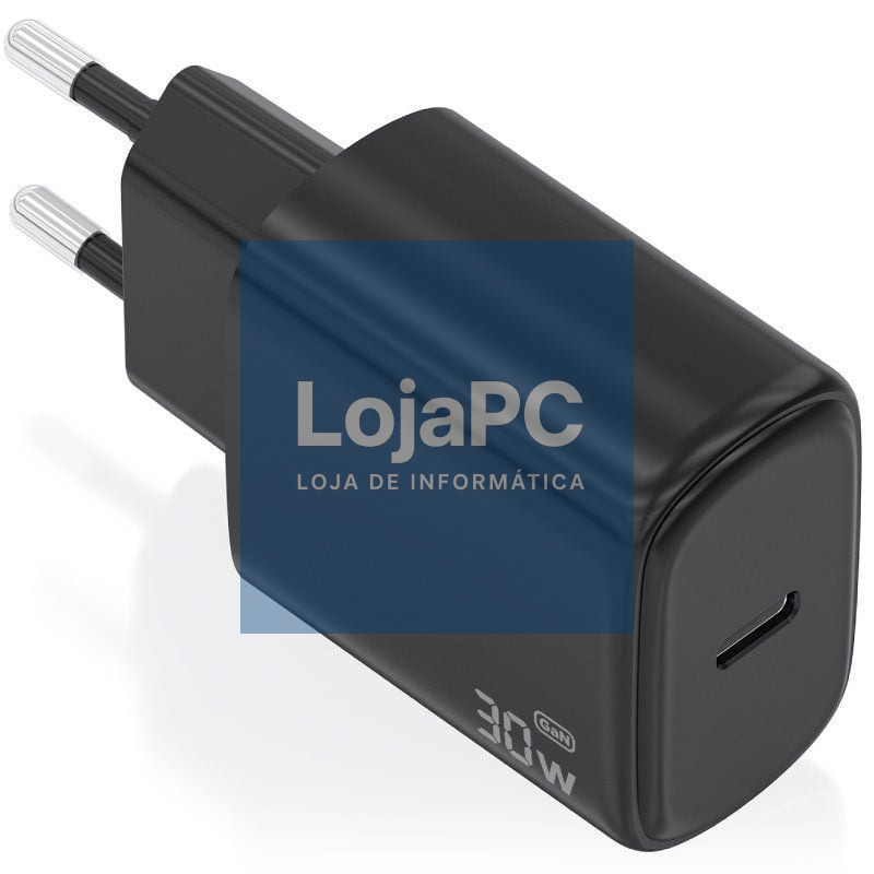 Carregador de parede GaN Aisens A110-0976/ 1xUSB Tipo-C/ 30W/ Preto