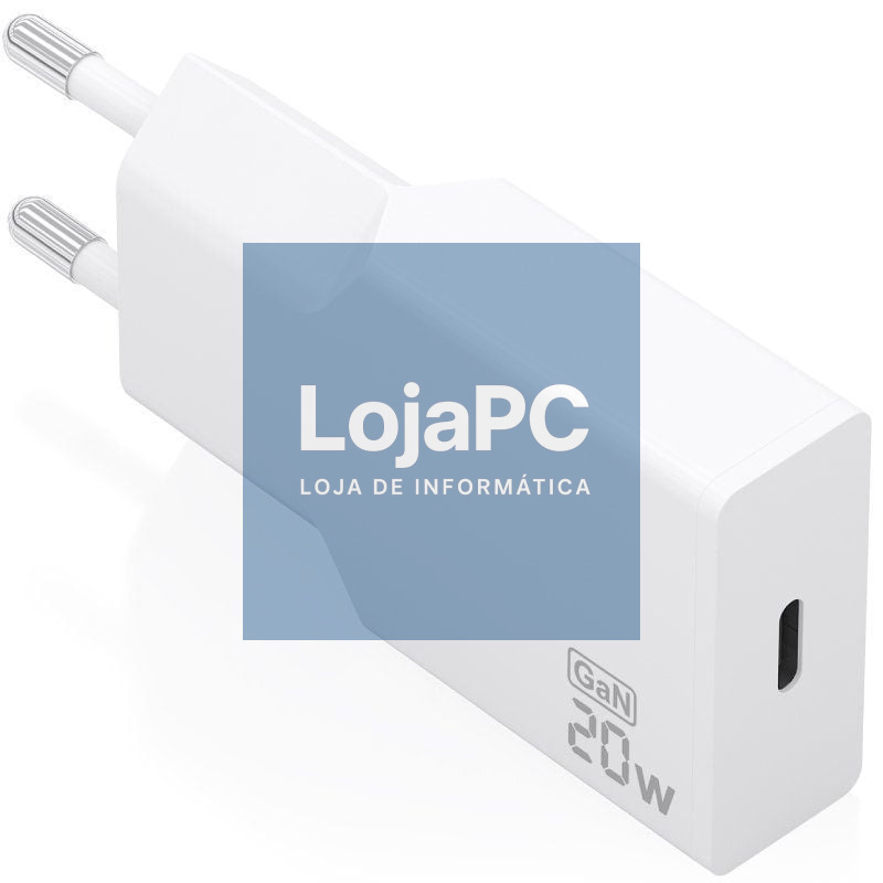 Carregador de parede GaN Aisens A110-0997/ 1xUSB Tipo-C/ 20W/ Branco