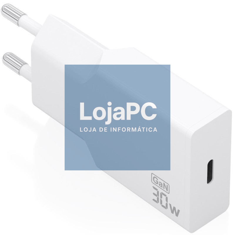 Carregador de parede GaN Aisens A110-1001/ 1xUSB Tipo-C/ 30W/ Branco