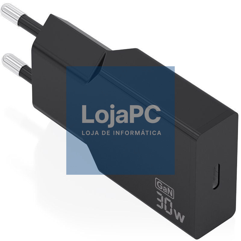 Carregador de parede GaN Aisens A110-1004/ 1xUSB Tipo-C/ 30W/ Preto