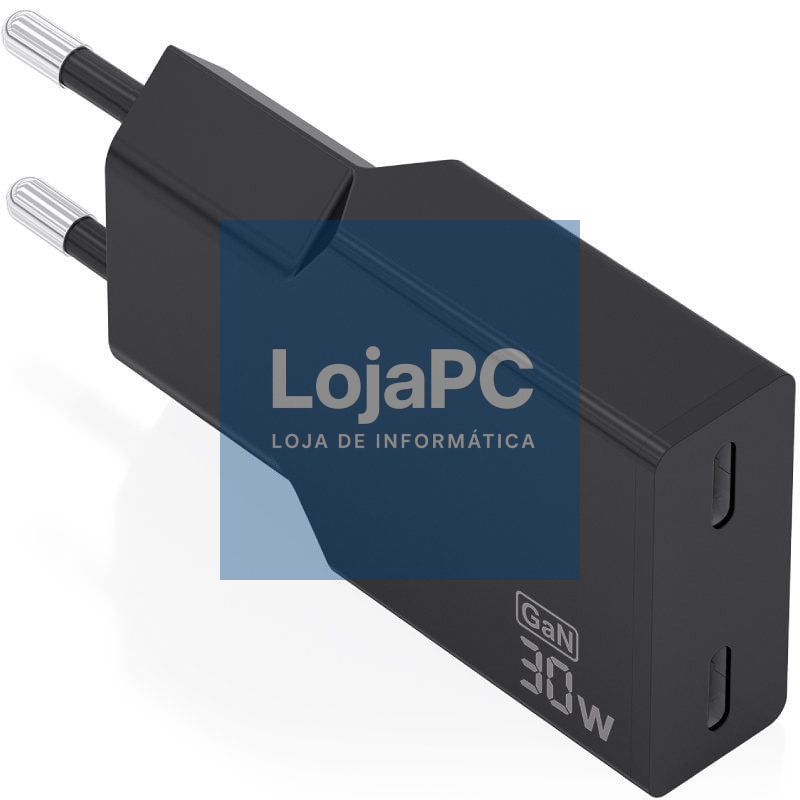Carregador de parede GaN Aisens A110-1006/ 2xUSB Tipo-C/ 30W/ Preto