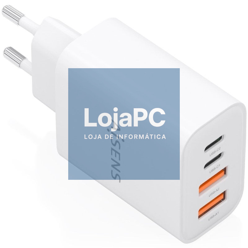 Carregador de parede GaN Aisens A110-1027/ 2xUSB Tipo-C/ 2xUSB/ 32W/ Branco