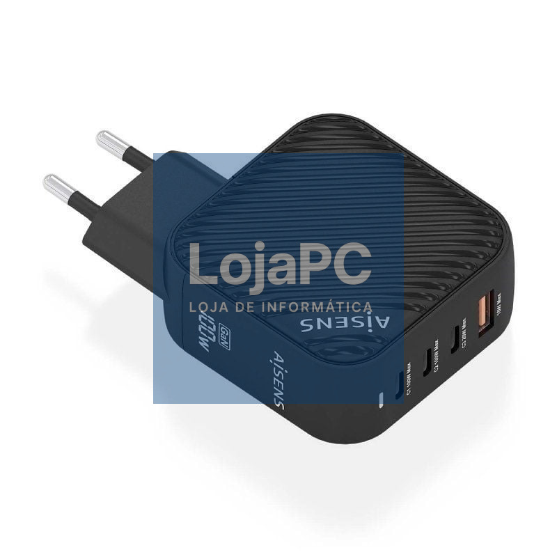Carregador de parede GaN Aisens ASCH-100W4P029-BK/ 3xUSB Tipo-C/ 1x USB/ 100W