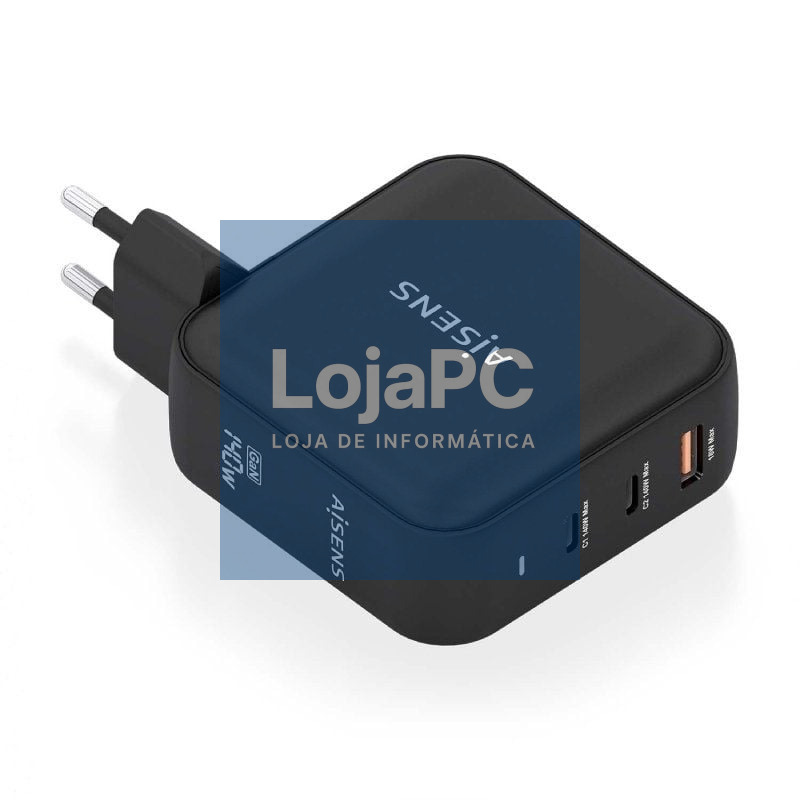 Carregador de parede GaN Aisens ASCH-140W3P031-BK/ 2xUSB Tipo-C/ 1xUSB/ 140W
