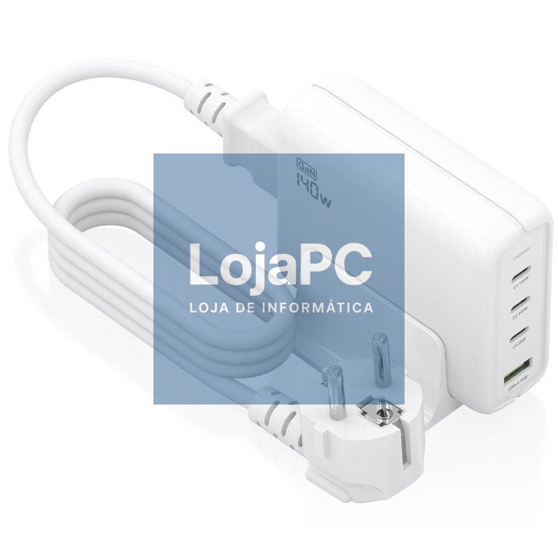 Carregador Secretária GaN Aisens ASCH-140W4P055-W/ 3xUSB Tipo-C/ 1xUSB/ 140W