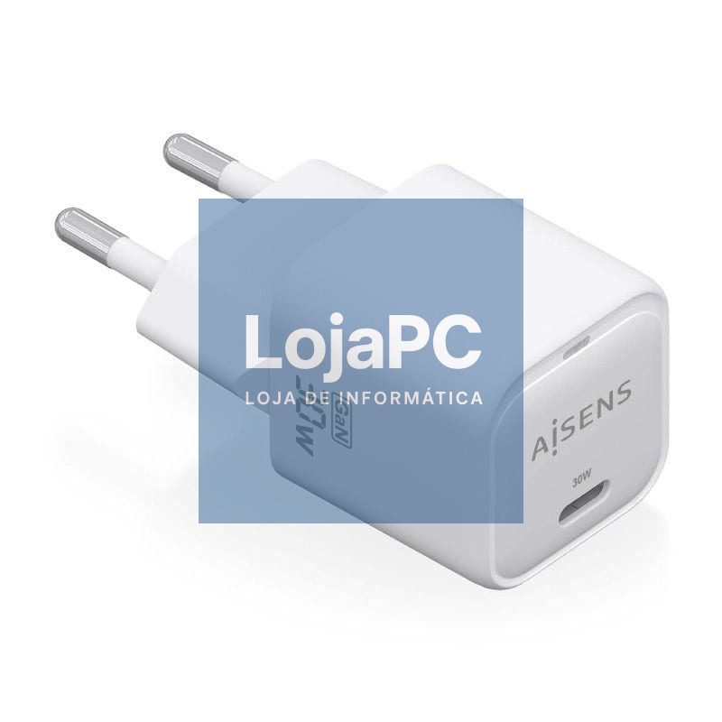 Carregador de parede GaN Aisens ASCH-30W1P018-W/ 1xUSB Tipo-C/ 30W