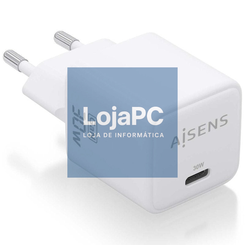 Carregador de parede GaN Aisens ASCH-30W1P035-W/ 1xUSB Tipo-C/ 30W