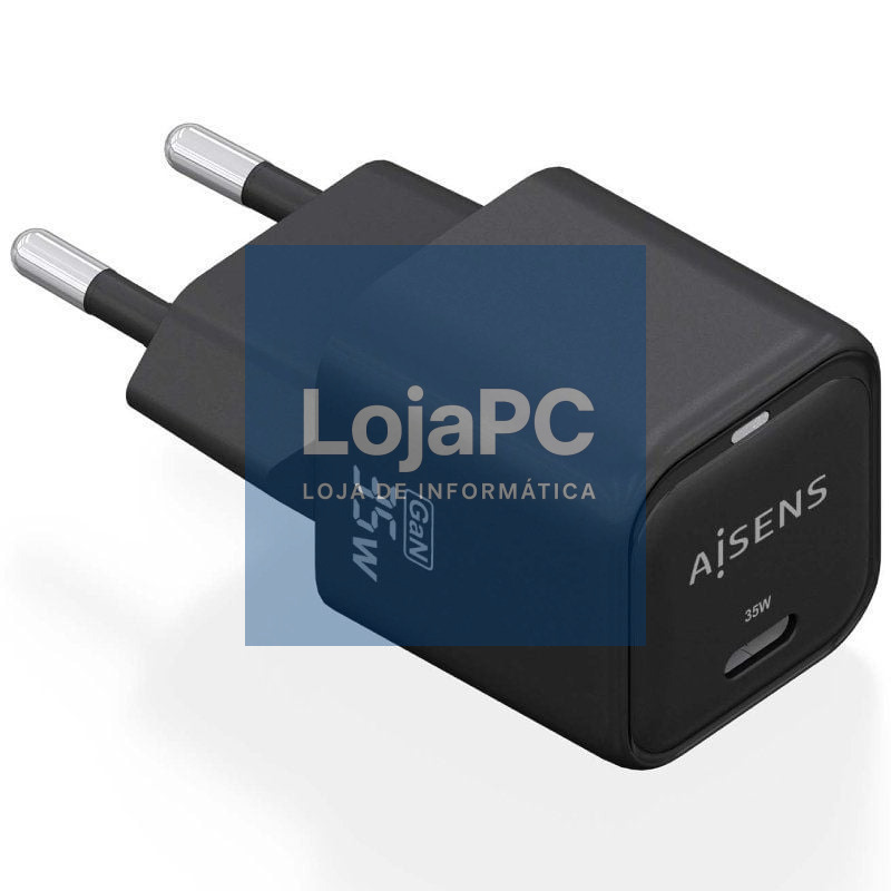 Carregador de parede GaN Aisens ASCH-35W1P023-BK/ 1xUSB Tipo-C/ 35W