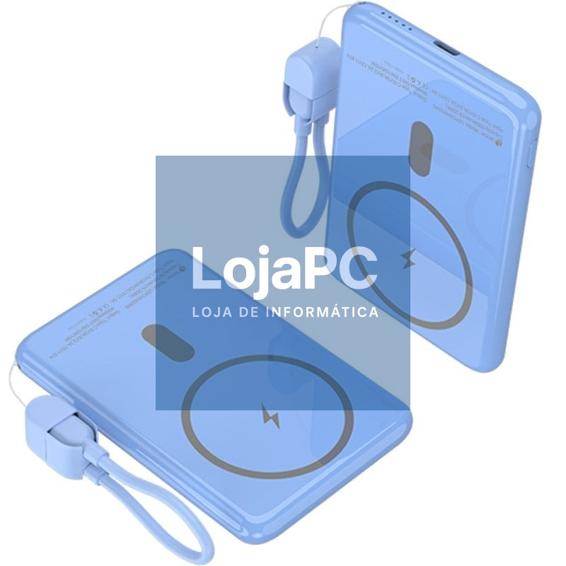 Powerbank 5000mAh Leotec LEPOWW20W5B/ 20W/ Wireless/ Azul/ inclui Cabo USB Tipo-C