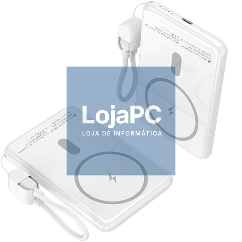 Powerbank 5000mAh Leotec LEPOWW20W5W/ 20W/ Wireless/ Branca/ inclui Cabo USB Tipo-C