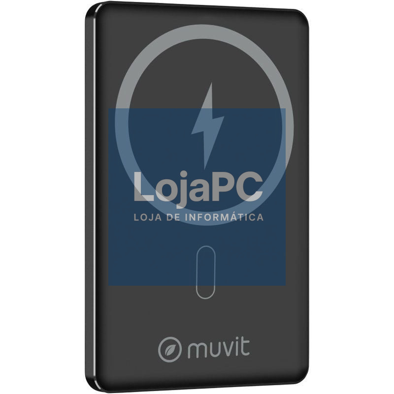 Powerbank 5000mAh Muvit For Change MCCHP0009/ 20W/ Wireless/ Preta/ inclui Cabo USB Tipo-C