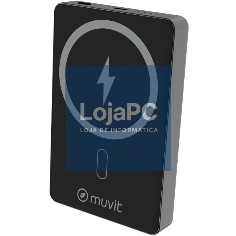 Powerbank 10000mAh Muvit For Change MCCHP0010/ 20W/ Wireless/ Preta/ inclui Cabo USB Tipo-C
