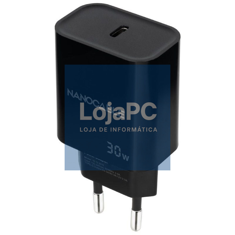 Carregador de parede Nanocable 10.10.2010/ 1xUSB Tipo-C/ 30W/ Preto