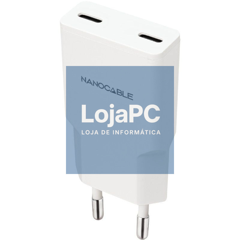 Carregador de parede Nanocable 10.10.2026/ 2xUSB Tipo-C/ 25W/ Branco