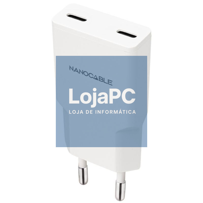 Carregador de parede Nanocable 10.10.2029/ 2xUSB Tipo-C/ 30W/ Branco
