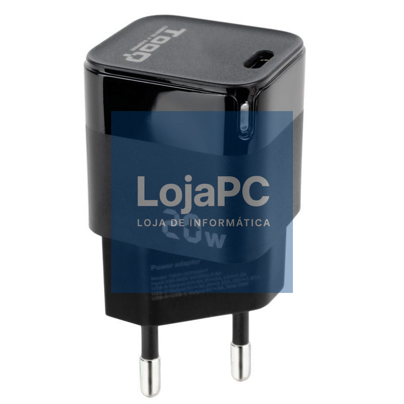 Carregador de parede TooQ TQWC-PD20/ 1xUSB Tipo-C/ 20W