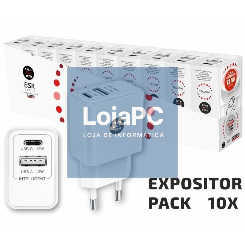 Pack 10 Carregadores de Parede Tech One Tech Basik TEC2954/ 1xUSB/ 12W