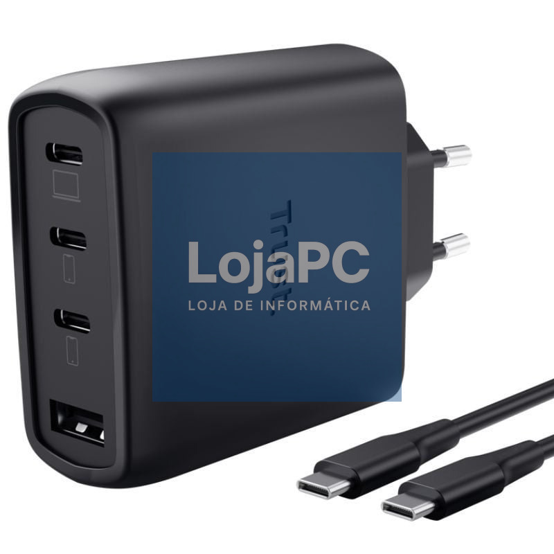 Carregador de parede GaN Trust Maxo 65W 26067/ 3xUSB Tipo-C/ 1xUSB/ inclui Cabo USB Tipo-C/ 65W