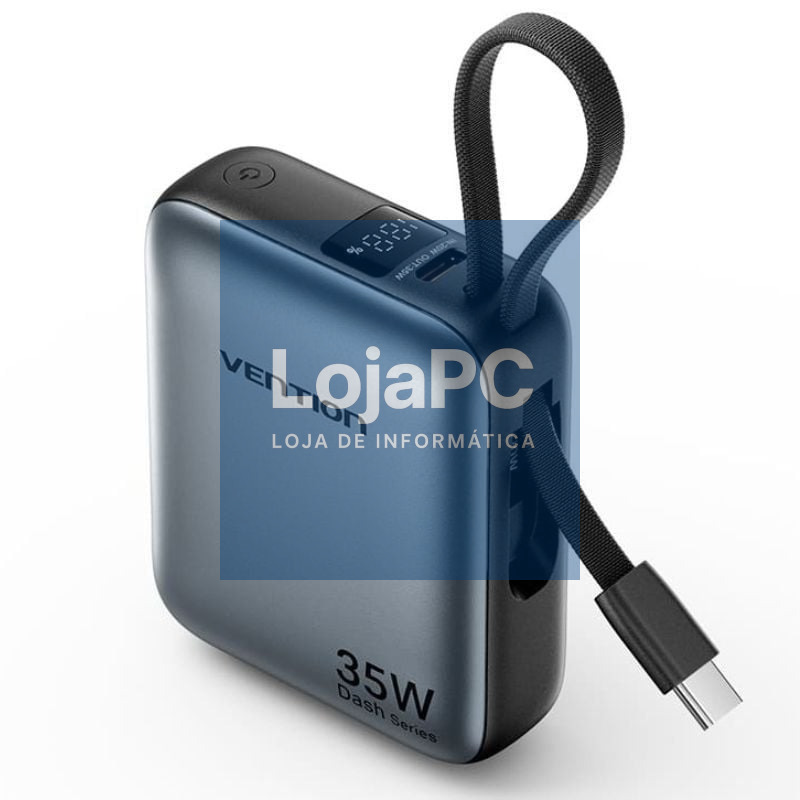 Powerbank 10000mAh Vention FHEH0/ 35W/ Cinzento/ inclui Cabo USB Tipo-C