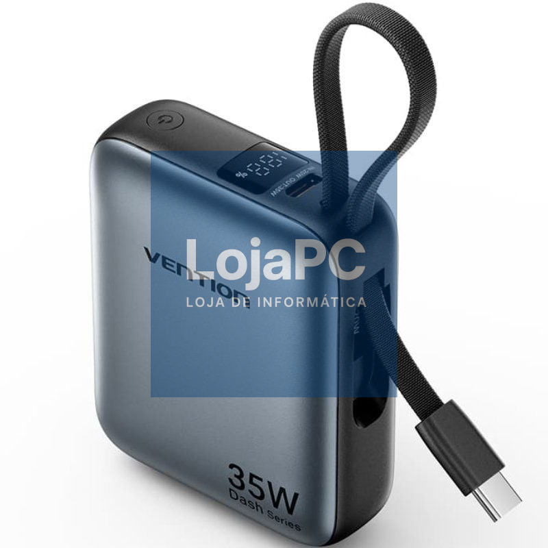 Powerbank 10000mAh Vention FHFH0/ 35W/ Cinzento/ inclui Cabo USB Tipo-C