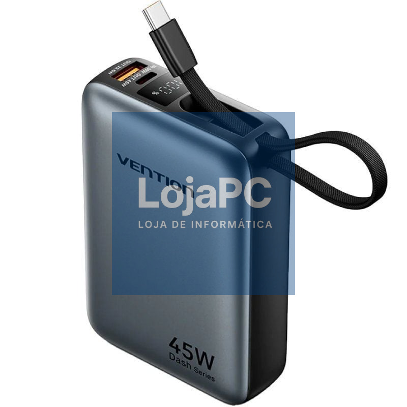 Powerbank 20000mAh Vention FHGH0/ 45W/ Cinzento/ inclui Cabo USB Tipo-C