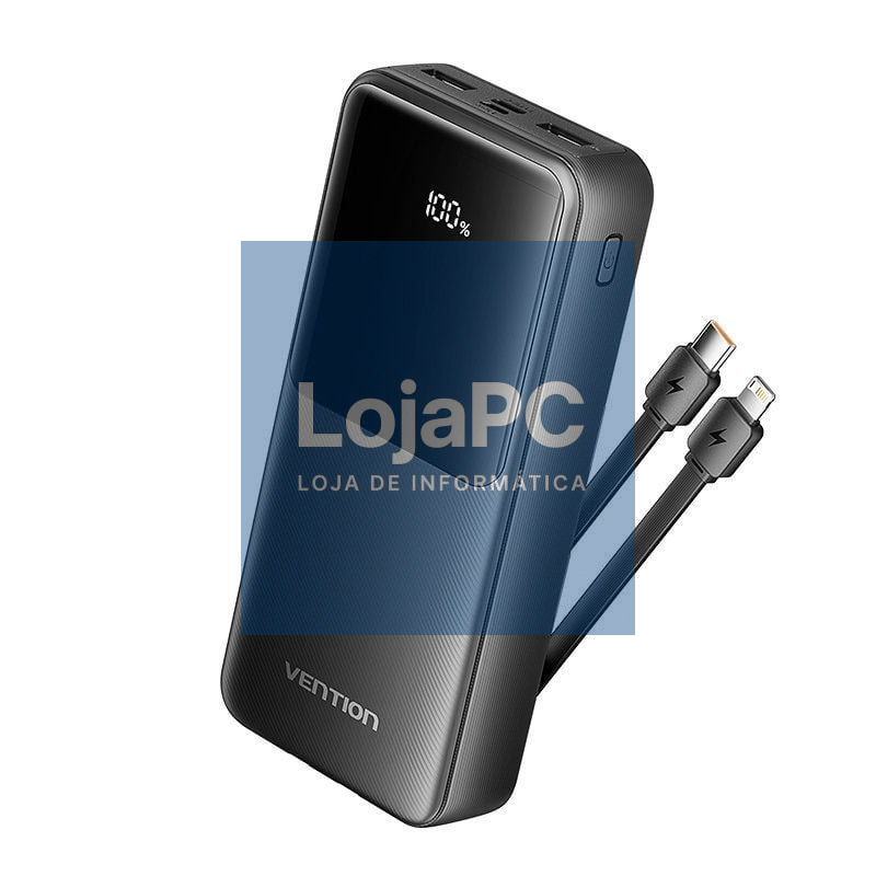 Powerbank 20000mAh Vention FHPB0/ 22.5W/ Preta/ inclui Cabo USB Tipo-C y Lightning
