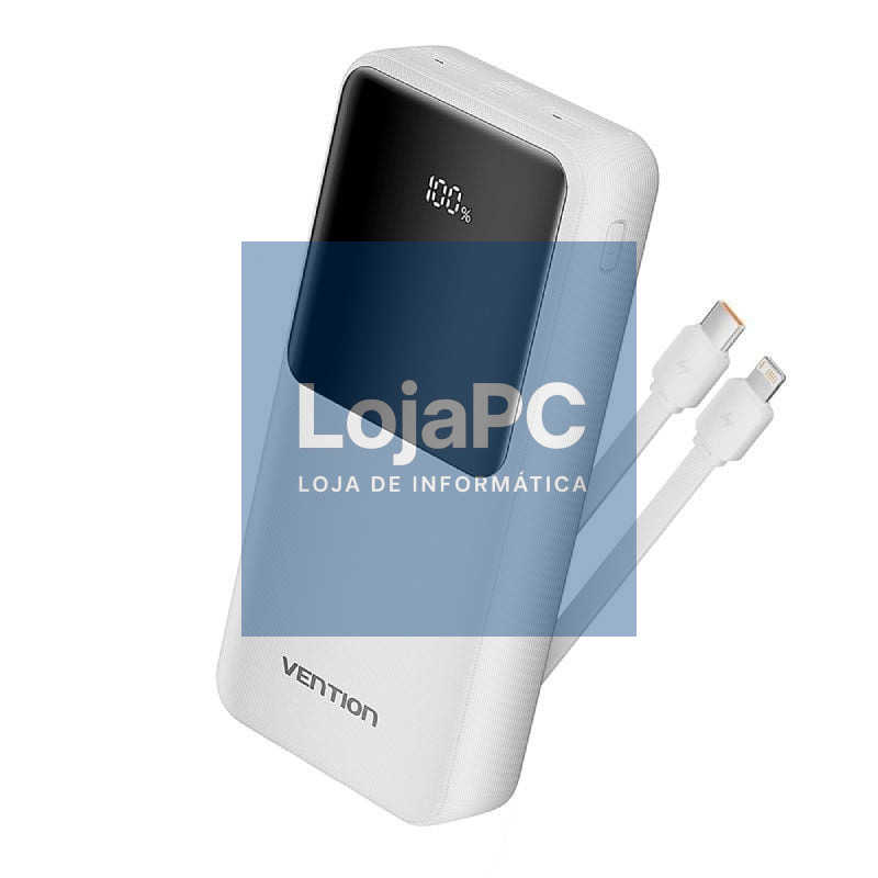 Powerbank 20000mAh Vention FHPW0/ 22.5W/ Branca/ inclui Cabo USB Tipo-C y Lightning
