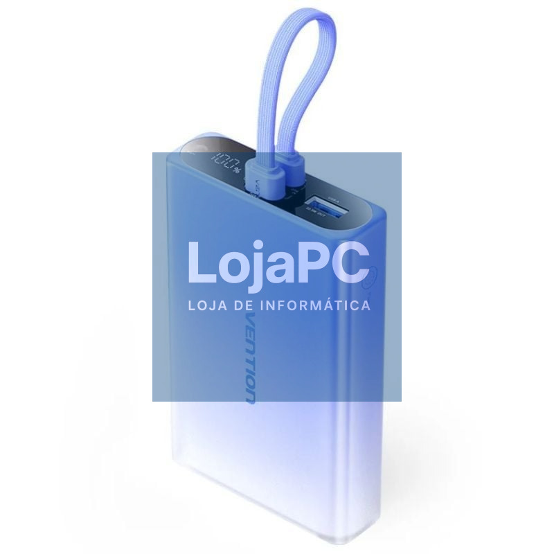 Powerbank 10000mAh Vention FHZL0/ 22.5W/ Azul/ inclui Cabo USB Tipo-C y Lightning