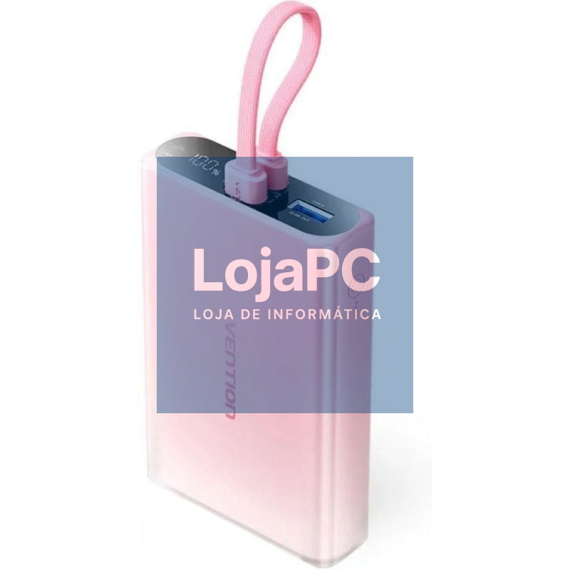 Powerbank 10000mAh Vention FHZP0/ 22.5W/ Rosa/ inclui Cabo USB Tipo-C y Lightning