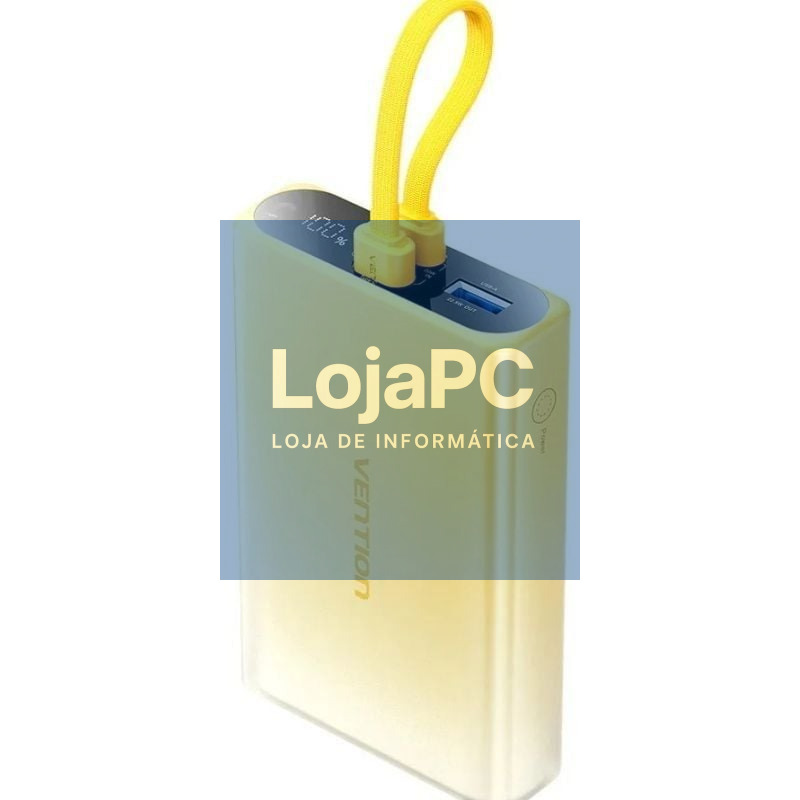 Powerbank 10000mAh Vention FHZY0/ 22.5W/ Amarelo/ inclui Cabo USB Tipo-C y Lightning