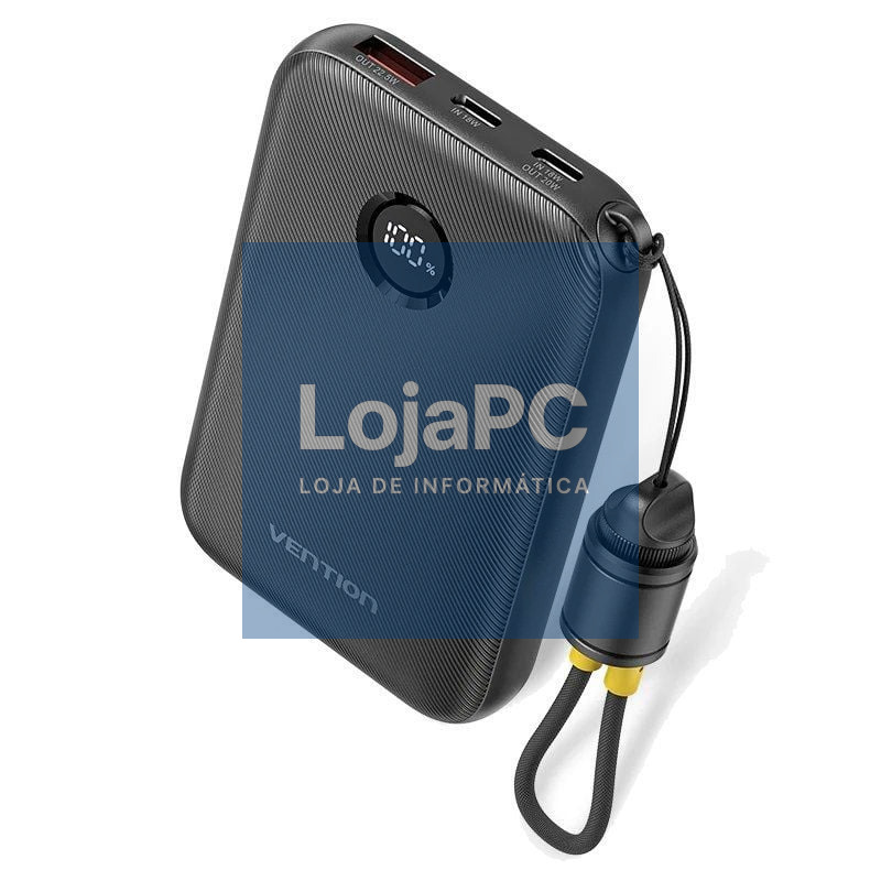 Powerbank 10000mAh Vention FKAB0-C/ 22.5W/ Preta/ inclui Cabo USB Tipo-C
