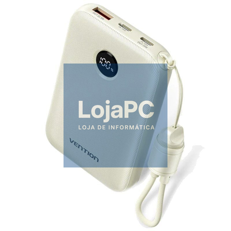 Powerbank 10000mAh Vention FKAN0-C/ 22.5W/ Cinzento/ inclui Cabo USB Tipo-C