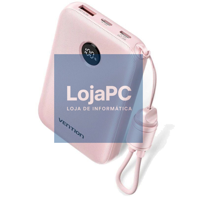 Powerbank 10000mAh Vention FKAP0-C/ 22.5W/ Rosa/ inclui Cabo USB Tipo-C