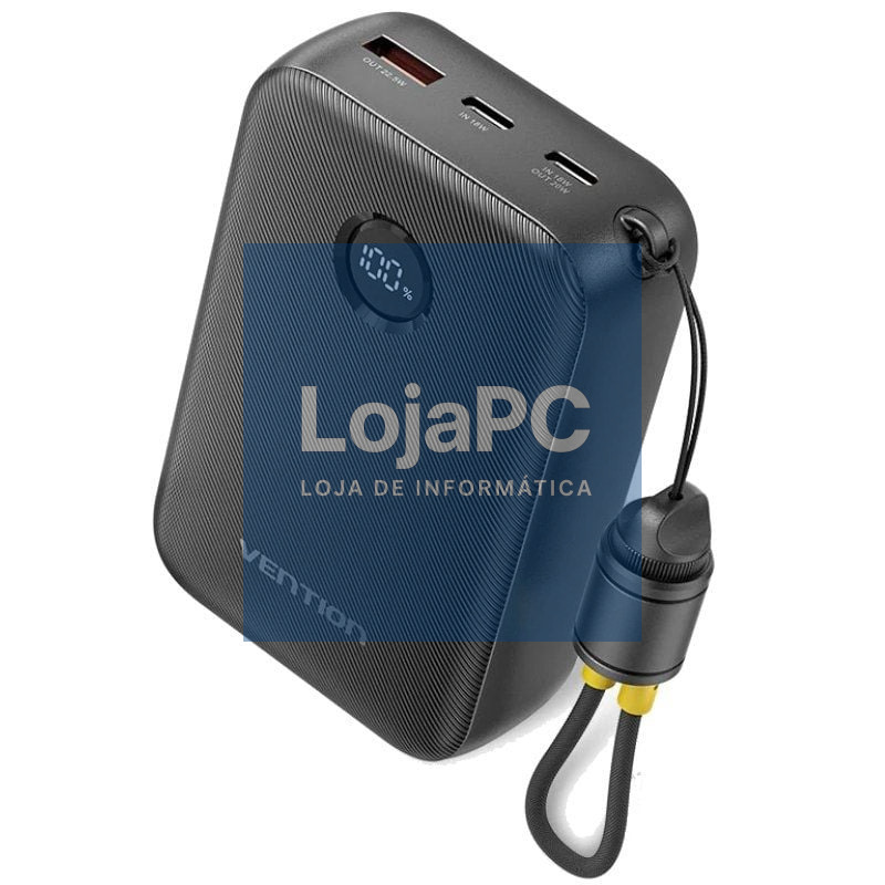 Powerbank 20000mAh Vention FKBB0-C/ 22.5W/ Preta/ inclui Cabo USB Tipo-C