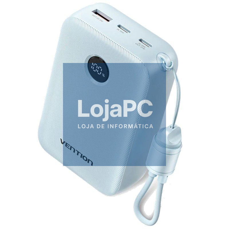 Powerbank 20000mAh Vention FKBL0-C/ 22.5W/ Azul/ inclui Cabo USB Tipo-C