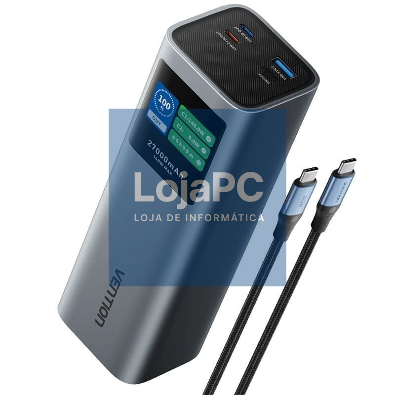 Powerbank 27000mAh Vention FKEH0/ 140W/ Cinzento