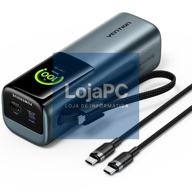 Powerbank 20000mAh Vention FKFH0/ 165W/ Cinzento/ inclui Cabo USB Tipo-C