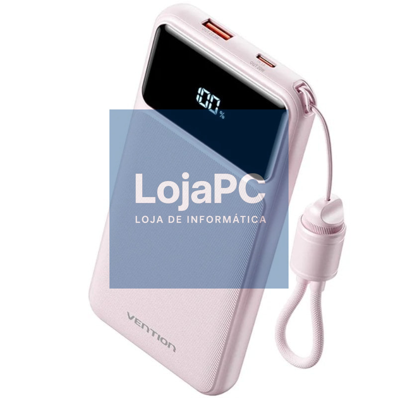 Powerbank 10000mAh Vention XGYP0-39-TY/ 22.5W/ Rosa/ inclui Cabo USB Tipo-C