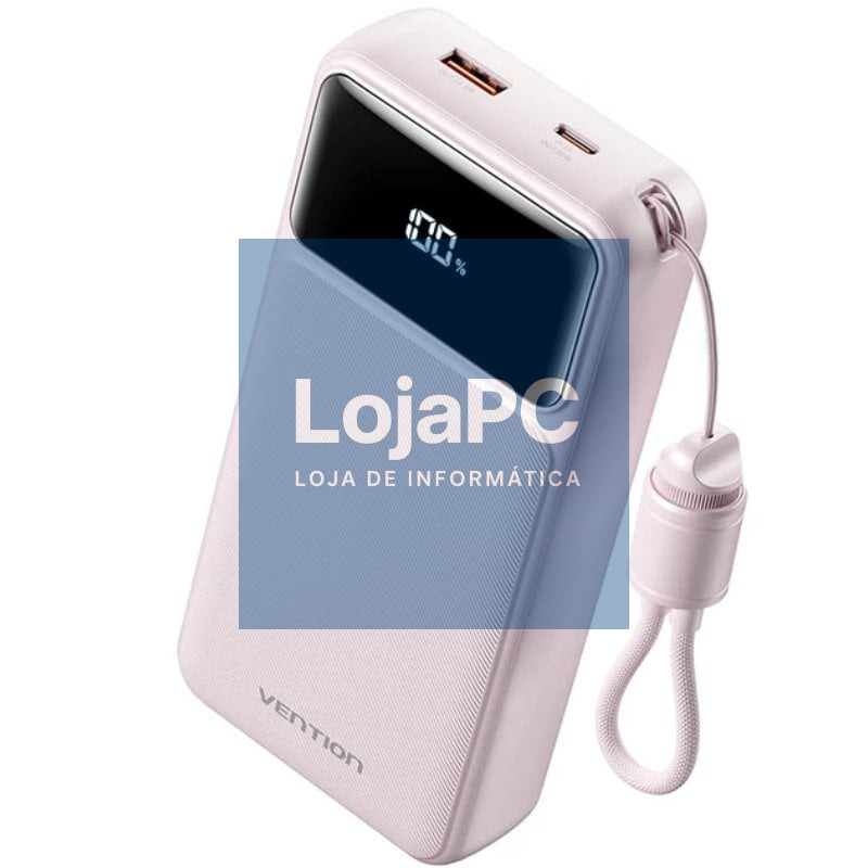 Powerbank 20000mAh Vention XGYP0-40-TY/ 22.5W/ Rosa/ inclui Cabo USB Tipo-C