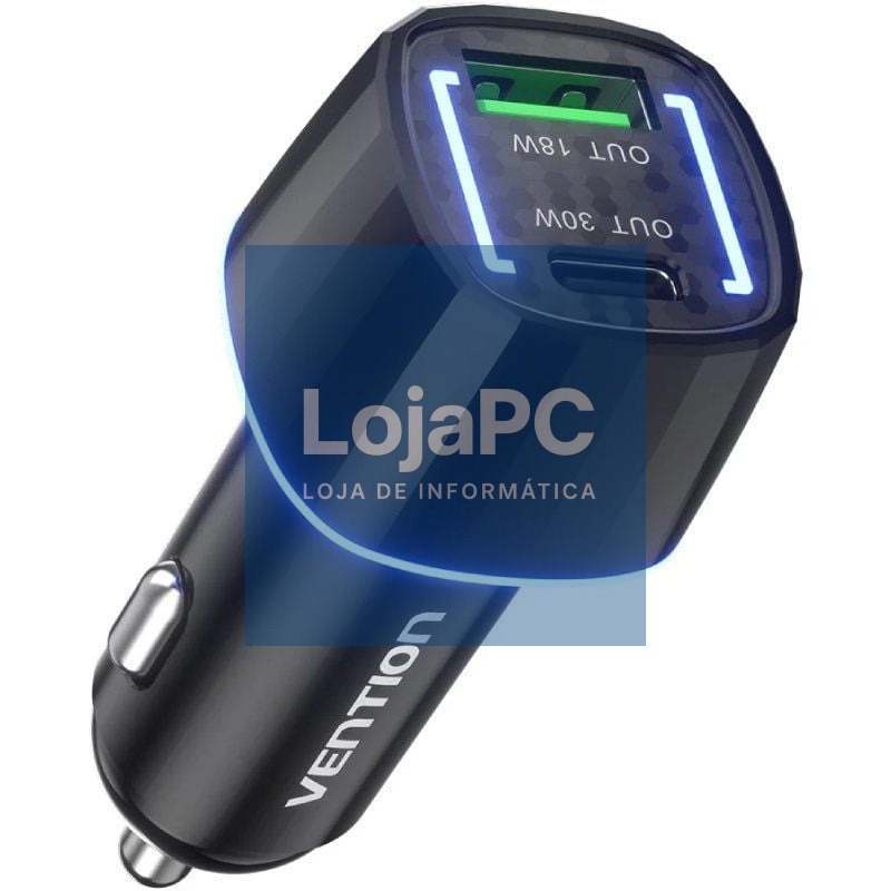 Carregador de automóvel Vention FFRB0/ 1xUSB-Tipo C/ 1xUSB/ 48W