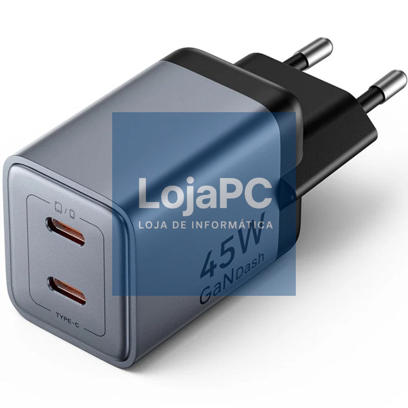 Carregador de parede GaN Vention FCDH0-EU/ 2xUSB Tipo-C/ 45W