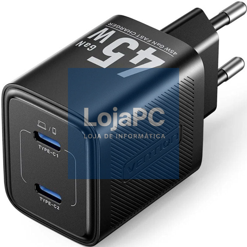 Carregador de parede GaN Vention FEFB0-EU/ 2xUSB Tipo-C/ 45W