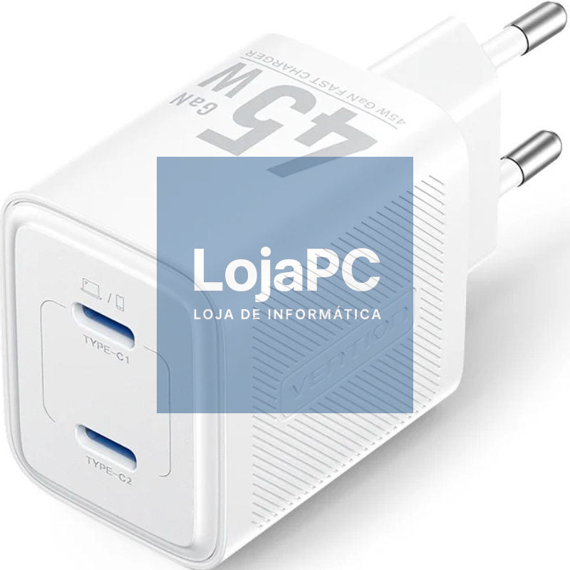 Carregador de parede GaN Vention FEFW0-EU/ 2xUSB Tipo-C/ 45W
