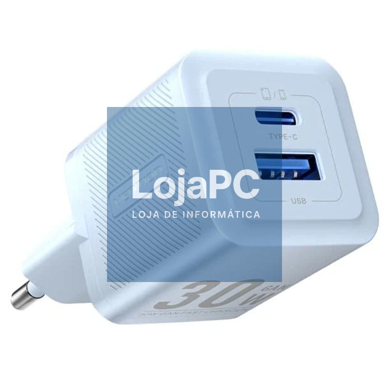 Carregador de parede GaN Vention FEQL0-EU/ 1xUSB Tipo-C/ 1xUSB/ 30W