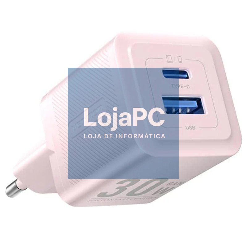 Carregador de parede GaN Vention FEQP0-EU/ 1xUSB Tipo-C/ 1xUSB/ 30W